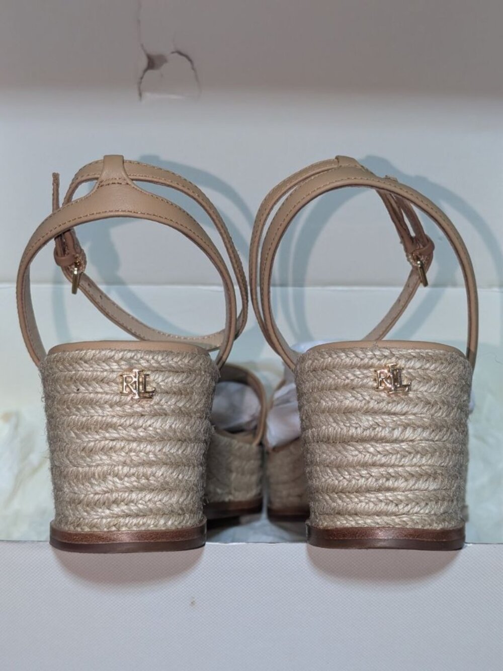 Lauren Ralph Lauren Leona Espadrille Platform Wedge Sandal US Size 9.5 - Picture 11 of 13
